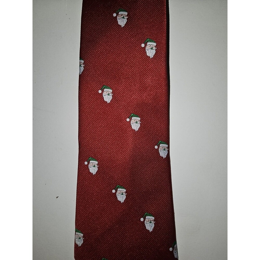 Santa Claus Tie Christmas Ugly Funky Green Red Holiday Party Necktie Van Heusen